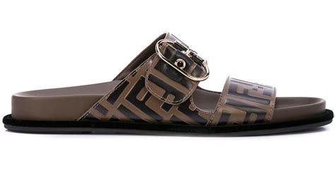 fendi ff motif double-strap flat sandals